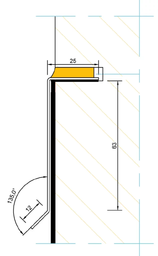 IsoClad Dakrandprofiel PDRW150-EXT90 Buitenhoekprofiel voor PDRA150